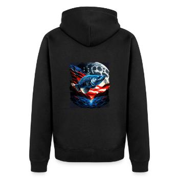 L’Amérique pêche sous la Lune avec le drapeau américain - Veste à capuche bio Premium Unisexe - noir - Dos - Nico (187cm)