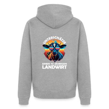 70 Jahre Geburtstag Landwirt - Unisex Premium Bio Zip Hoodie - Grau meliert - Hinten - Nico (187cm)