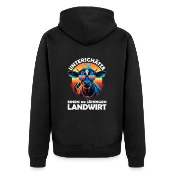 80 Jahre Geburtstag Landwirt - Unisex Premium Bio Zip Hoodie - Schwarz - Hinten - Nico (187cm)