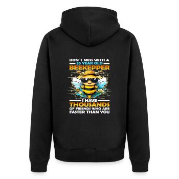 35 years old don't mess with a beekeeper birthday - Unisex Premium Organic Zip Hoodie - black - Back - Nico (187cm)