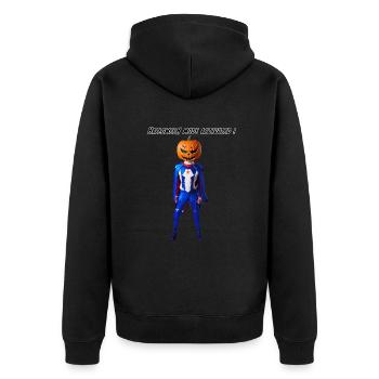 Halloween-Modus aktiviert ! - Unisex Premium Bio Zip Hoodie - Schwarz - Hinten - Nico (187cm)