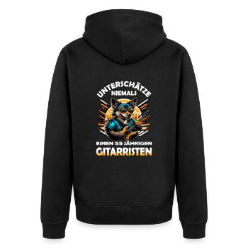 Unterschätze niemals Gitarristen 55 Geburtstag - Unisex Premium Bio Zip Hoodie - Schwarz - Hinten - Nico (187cm)