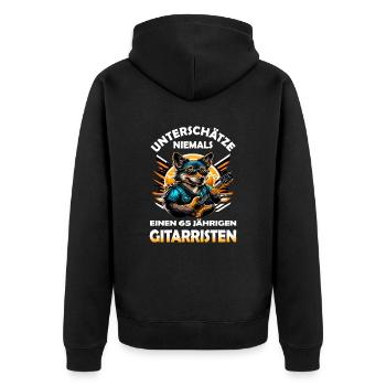 Unterschätze niemals Gitarristen 65 Geburtstag - Unisex Premium Bio Zip Hoodie - Schwarz - Hinten - Nico (187cm)