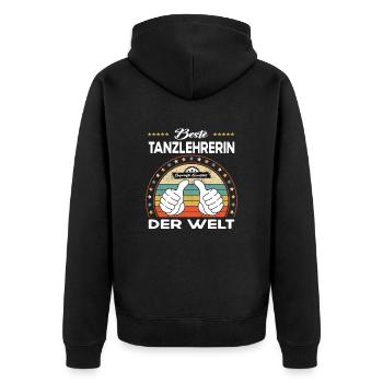 Beste tanzlehrerin der Welt - Unisex Premium Bio Zip Hoodie - Schwarz - Hinten - Nico (187cm)