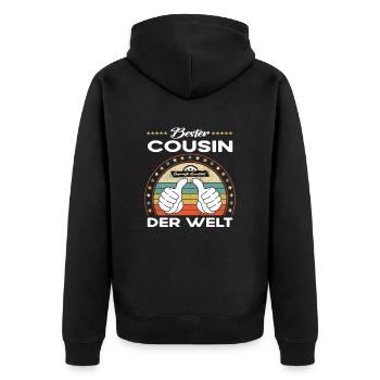 Bester cousin der Welt - Unisex Premium Bio Zip Hoodie - Schwarz - Hinten - Nico (187cm)