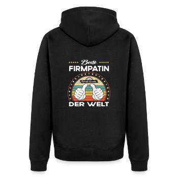 Beste firmpatin der Welt - Unisex Premium Bio Zip Hoodie - Schwarz - Hinten - Nico (187cm)