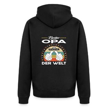 Bester opa der Welt - Unisex Premium Bio Zip Hoodie - Schwarz - Hinten - Nico (187cm)
