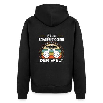 Beste schwiegertochter der Welt - Unisex Premium Bio Zip Hoodie - Schwarz - Hinten - Nico (187cm)