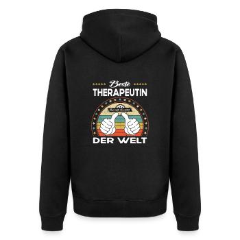 Beste therapeutin der Welt - Unisex Premium Bio Zip Hoodie - Schwarz - Hinten - Nico (187cm)