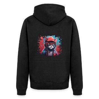 Chat Animal Art I Cool Chat Mignon - Veste à capuche bio Premium Unisexe - noir - Dos - Nico (187cm)