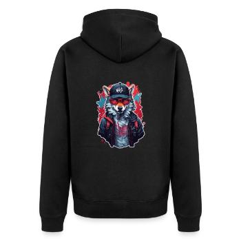 wolf animal art i cool cute wolf - Unisex Premium Organic Zip Hoodie - black - Back - Nico (187cm)