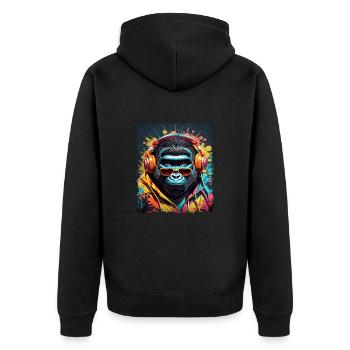 gorilla Affe Tier Kunst I cooles niedliches - Unisex Premium Bio Zip Hoodie - Schwarz - Hinten - Nico (187cm)