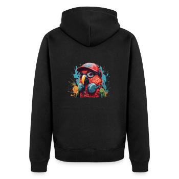 papagei Tier Kunst I cooles niedliches papagei - Unisex Premium Bio Zip Hoodie - Schwarz - Hinten - Nico (187cm)