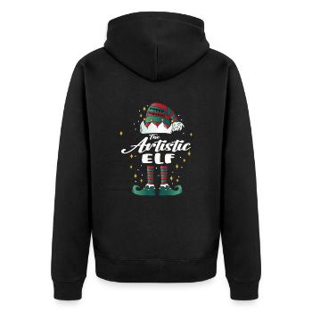 artistic Elf funny Family Christmas Weihnachten - Unisex Premium Bio Zip Hoodie - Schwarz - Hinten - Nico (187cm)