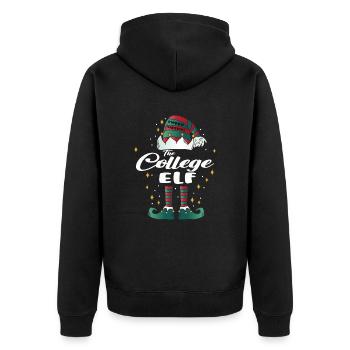 college Elf funny Family Christmas Weihnachten - Unisex Premium Bio Zip Hoodie - Schwarz - Hinten - Nico (187cm)