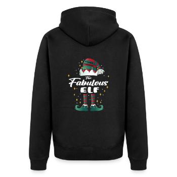 fabulous Elf funny Family Christmas Weihnachten - Unisex Premium Bio Zip Hoodie - Schwarz - Hinten - Nico (187cm)
