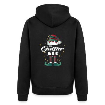 guitar Elf funny Family Christmas Weihnachten - Unisex Premium Bio Zip Hoodie - Schwarz - Hinten - Nico (187cm)