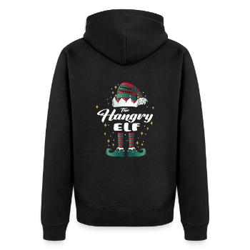 hangry Elf funny Family Christmas Weihnachten - Unisex Premium Bio Zip Hoodie - Schwarz - Hinten - Nico (187cm)