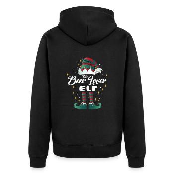 beer lover Elf funny Family Christmas Weihnachten - Unisex Premium Bio Zip Hoodie - Schwarz - Hinten - Nico (187cm)