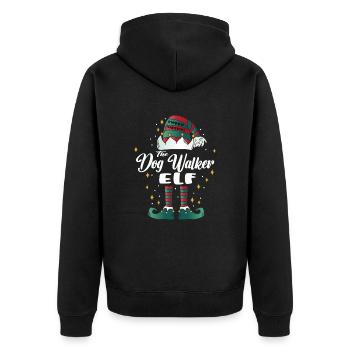 dog walker Elf funny Family Christmas Weihnachten - Unisex Premium Bio Zip Hoodie - Schwarz - Hinten - Nico (187cm)
