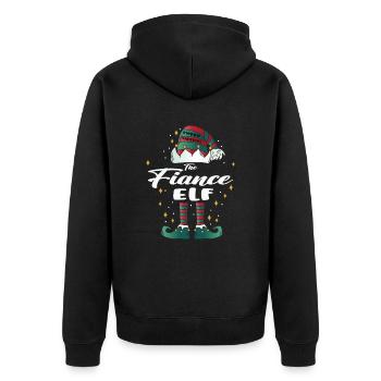 fiance Elf funny Family Christmas Weihnachten - Unisex Premium Bio Zip Hoodie - Schwarz - Hinten - Nico (187cm)