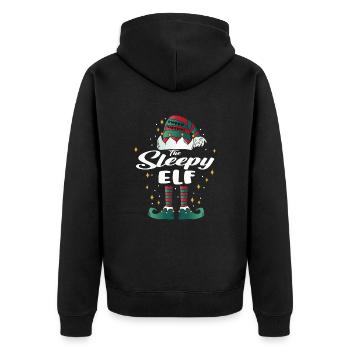 sleepy Elf funny Family Christmas Weihnachten - Unisex Premium Bio Zip Hoodie - Schwarz - Hinten - Nico (187cm)