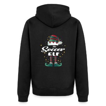 soccer Elf funny Family Christmas Weihnachten - Unisex Premium Bio Zip Hoodie - Schwarz - Hinten - Nico (187cm)