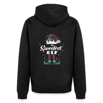 sweetest elf funny Family Christmas Christmas - Unisex Premium Organic Zip Hoodie - black - Back - Nico (187cm)