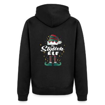 stylish Elf funny Family Christmas Weihnachten - Unisex Premium Bio Zip Hoodie - Schwarz - Hinten - Nico (187cm)