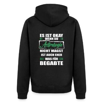 Astrologie Lustiger Spruch für Mann & Frau - Unisex Premium Bio Zip Hoodie - Schwarz - Hinten - Nico (187cm)