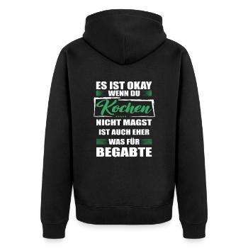 Kochen Lustiger Spruch für Mann & Frau - Unisex Premium Bio Zip Hoodie - Schwarz - Hinten - Nico (187cm)
