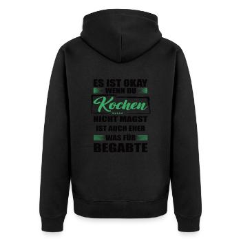 Kochen Lustiger Spruch für Mann & Frau - Unisex Premium Bio Zip Hoodie - Schwarz - Hinten - Nico (187cm)