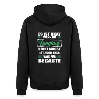 Langlauf Lustiger Spruch für Mann & Frau - Unisex Premium Bio Zip Hoodie - Schwarz - Hinten - Nico (187cm)