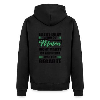 Malen Lustiger Spruch für Mann & Frau - Unisex Premium Bio Zip Hoodie - Schwarz - Hinten - Nico (187cm)
