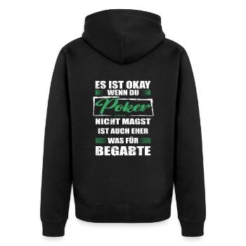 Poker Lustiger Spruch für Mann & Frau - Unisex Premium Bio Zip Hoodie - Schwarz - Hinten - Nico (187cm)