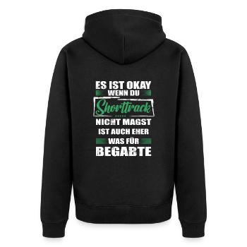 Shorttrack Lustiger Spruch für Mann & Frau - Unisex Premium Bio Zip Hoodie - Schwarz - Hinten - Nico (187cm)