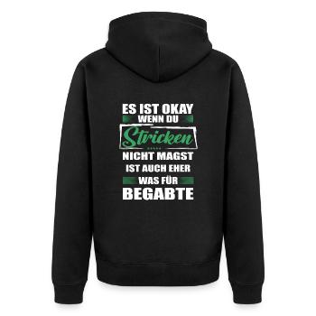 Stricken Lustiger Spruch für Mann & Frau - Unisex Premium Bio Zip Hoodie - Schwarz - Hinten - Nico (187cm)