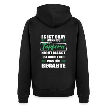 Töpfern Lustiger Spruch für Mann & Frau - Unisex Premium Bio Zip Hoodie - Schwarz - Hinten - Nico (187cm)