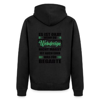Webdesign Lustiger Spruch für Mann & Frau - Unisex Premium Bio Zip Hoodie - Schwarz - Hinten - Nico (187cm)