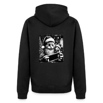 Chat et souris Selfie Joyeux Noël Drôle - Veste à capuche bio Premium Unisexe - noir - Dos - Nico (187cm)