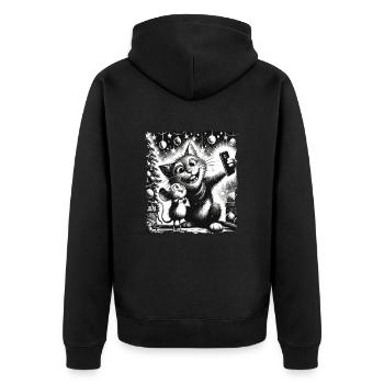 Chat et souris Selfie Joyeux Noël Drôle - Veste à capuche bio Premium Unisexe - noir - Dos - Nico (187cm)