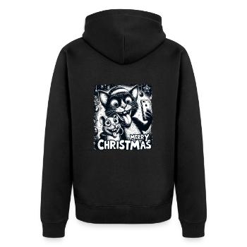 Chat et souris Selfie Joyeux Noël Drôle - Veste à capuche bio Premium Unisexe - noir - Dos - Nico (187cm)