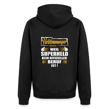 Hotelmanager Superheld kein offizieller Beruf - Unisex Premium Bio Zip Hoodie - Schwarz - Hinten - Nico (187cm)