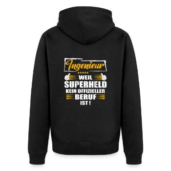 Ingenieur Weil Superheld kein offizieller Beruf - Unisex Premium Bio Zip Hoodie - Schwarz - Hinten - Nico (187cm)