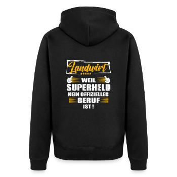 Landwirt Weil Superheld kein offizieller Beruf ist - Unisex Premium Bio Zip Hoodie - Schwarz - Hinten - Nico (187cm)