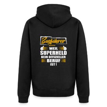 Zugführer Weil Superheld kein offizieller Beruf - Unisex Premium Bio Zip Hoodie - Schwarz - Hinten - Nico (187cm)