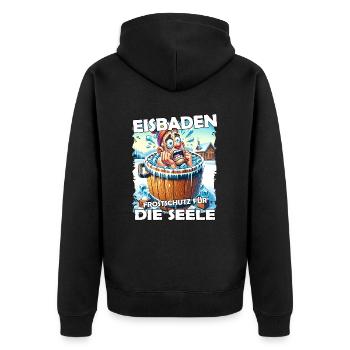 Eisbaden Winterbaden Lustig - Unisex Premium Bio Zip Hoodie - Schwarz - Hinten - Nico (187cm)
