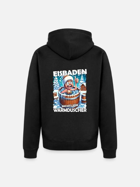 Eisbaden Winterbaden Lustig - Unisex Premium Bio Zip Hoodie - Schwarz