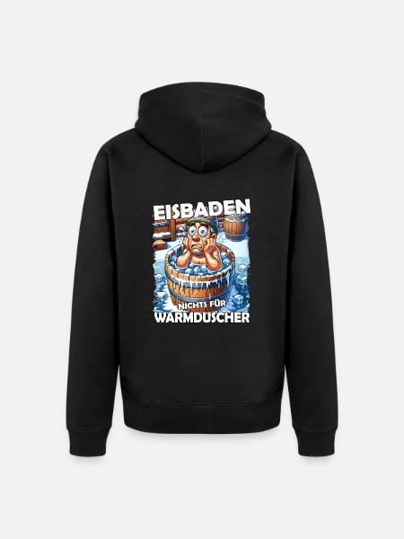 Eisbaden Winterbaden Lustig - Unisex Premium Bio Zip Hoodie - Schwarz