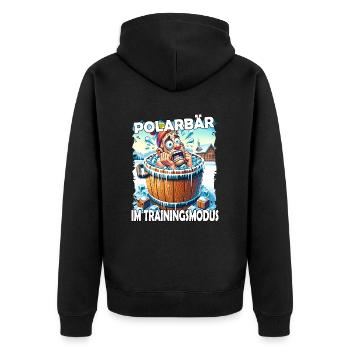 Eisbaden Winterbaden Lustig - Unisex Premium Bio Zip Hoodie - Schwarz - Hinten - Nico (187cm)